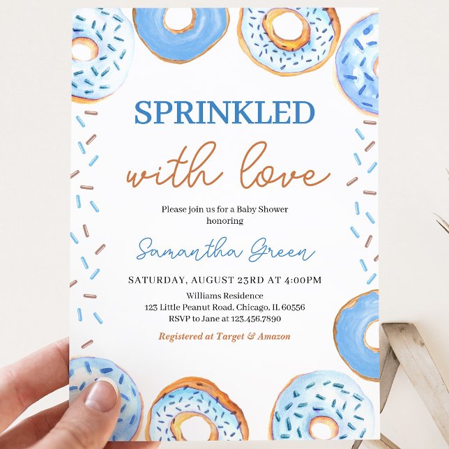  Blue Doughnuts Baby Sprinkle Baby Shower Invitation (Creator Uploaded)