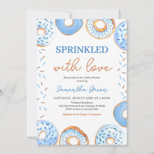  Blue Doughnuts Baby Sprinkle Baby Shower Invitation