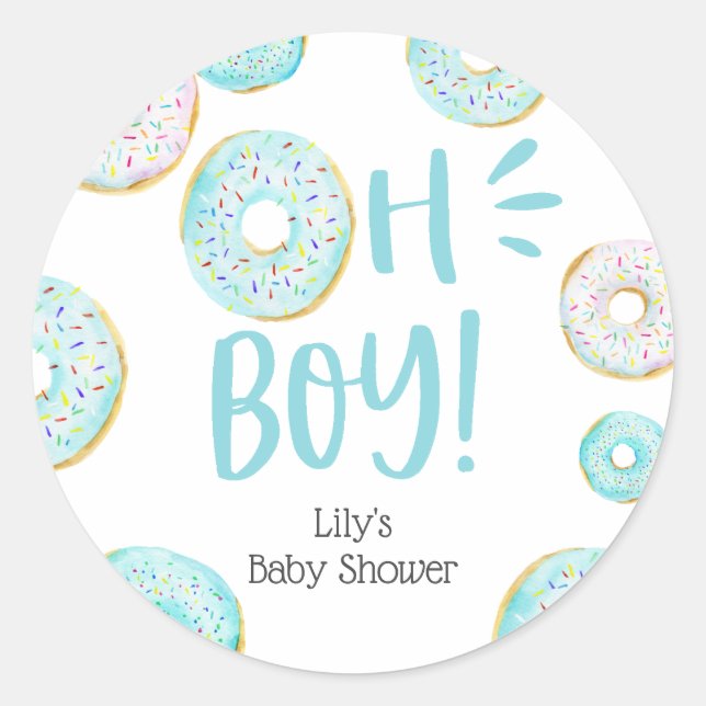 Blue Doughnuts Baby Sprinkle Classic Round Sticker (Front)