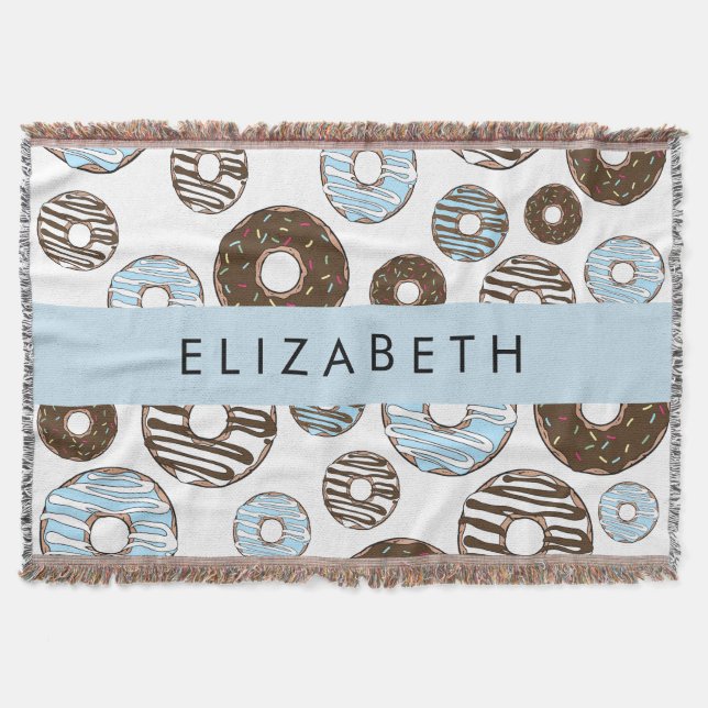 Blue Doughnuts, Brown Doughnuts, Sprinkles, Your N Throw Blanket (Front)