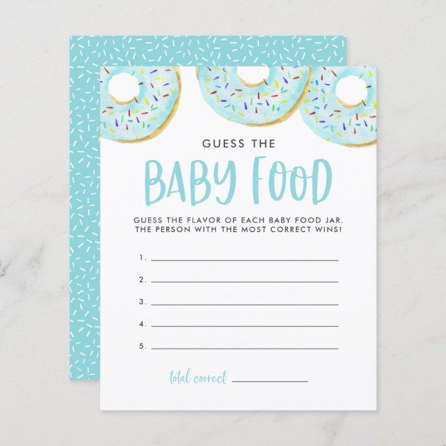 Blue Doughnuts Guess The Baby Food Baby Shower Gam (Front/Back)