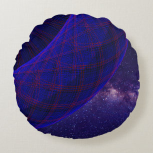 Blue Doughnuts In Space Geometric Round Pillow