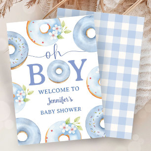 Blue Doughnuts Oh Boy Baby Shower Invitation