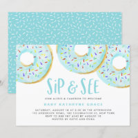 Blue Doughnuts Sprinkles Baby Shower Sip and See