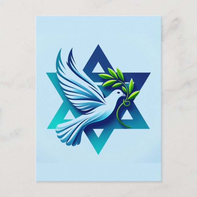 Blue Dove and Star of David Peace Postcard (Front)