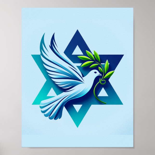 Blue Dove and Star of David Peace Poster (Front)