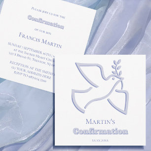 blue dove Confirmation small size Invitation