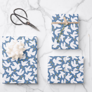 Blue Dove Hanukkah Star of David Wrapping Paper