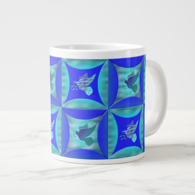Blue Dove in the Hole in the Barn Door Large Coffee Mug (Front Right)