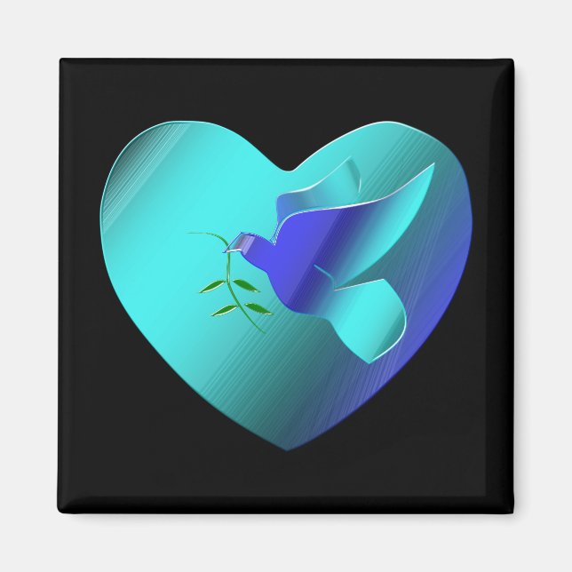 Blue Dove of the Sky Heart Magnet (Front)