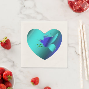 Blue Dove of the Sky Heart Napkin