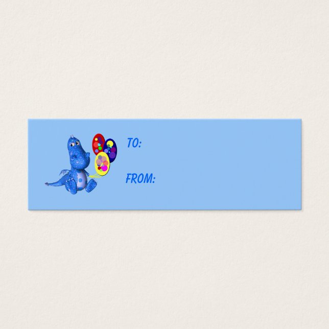 Blue Dragon And Balloons Gift Tag (Front)