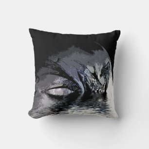 Blue Dragon and Moon Illustration  Cushion