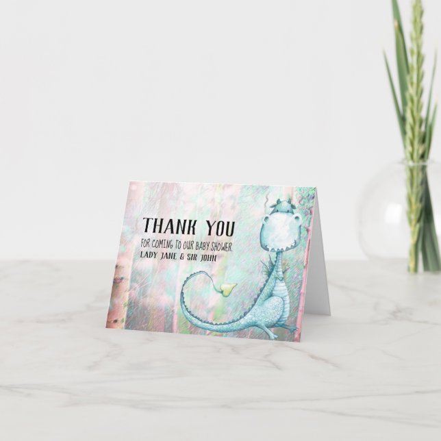 *~* Blue Dragon Baby Boy Shower Thank You Card (Front)