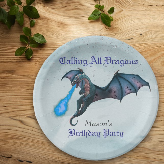 Blue Dragon Birthday party  Paper Plate (Creator Uploaded)