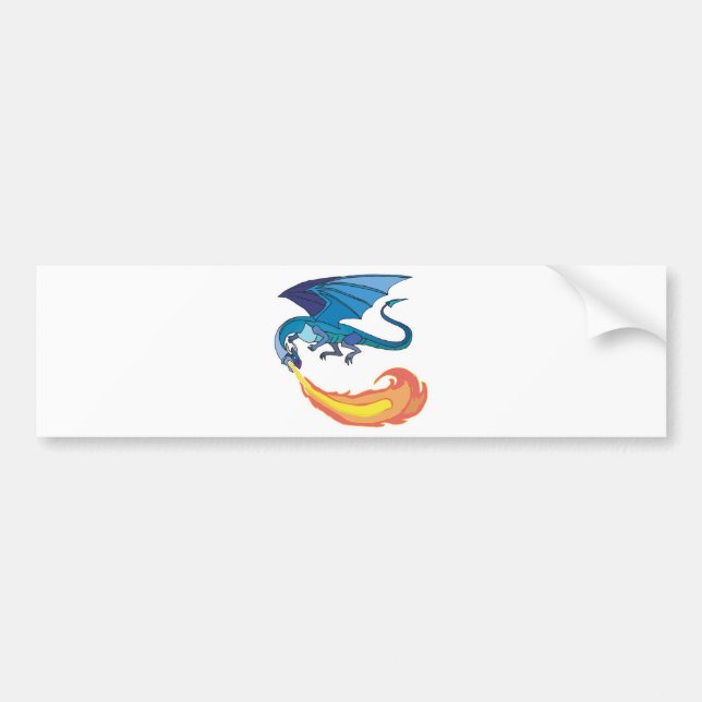 blue dragon breathing fire bumper sticker (Front)