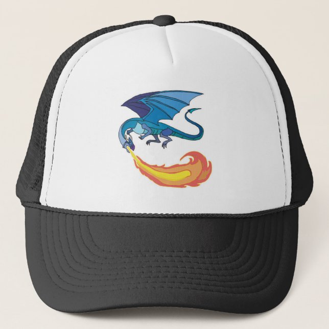 blue dragon breathing fire trucker hat (Front)