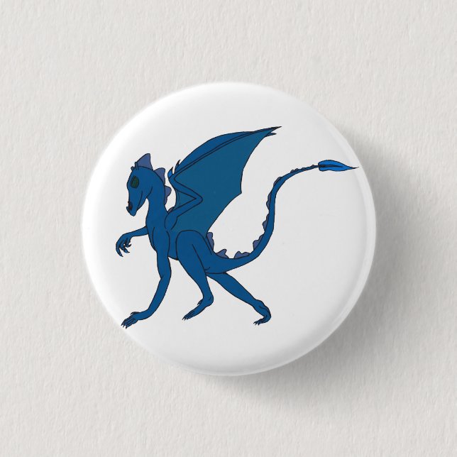Blue Dragon Button by IDC. (Front)