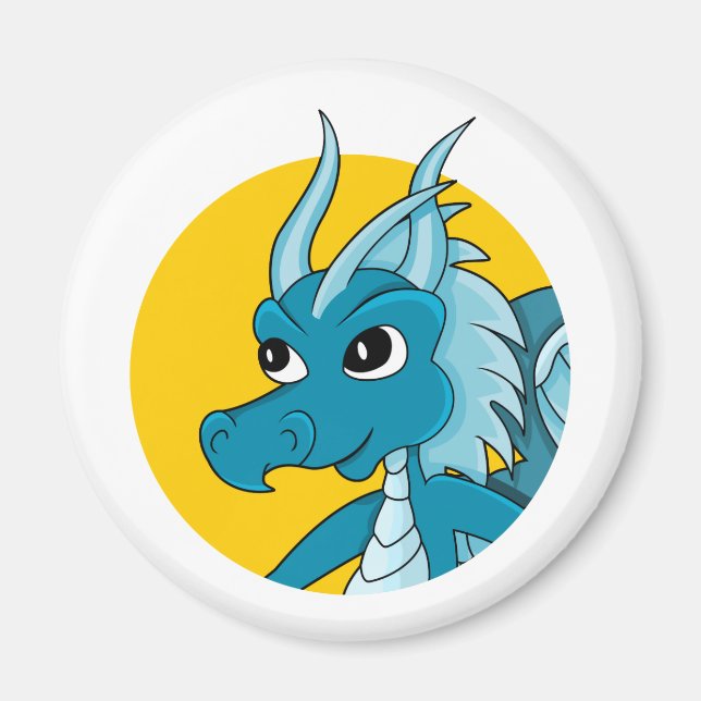 Blue dragon cartoon magnet (Front)
