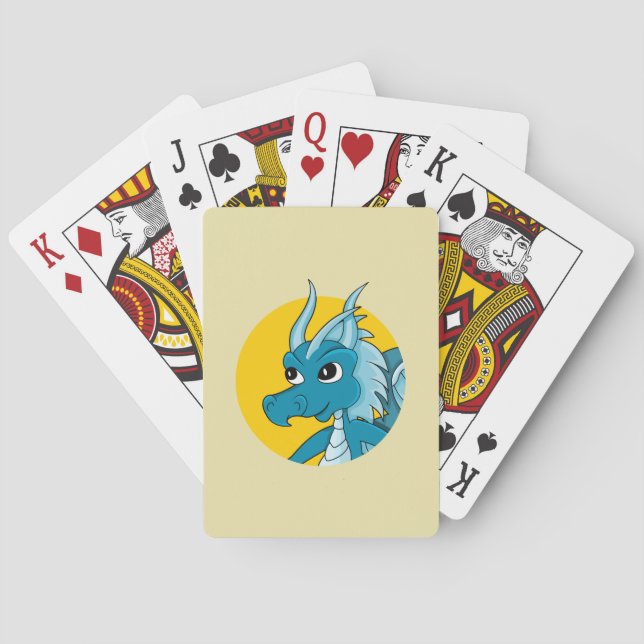 Blue dragon cartoon playing cards (Back)