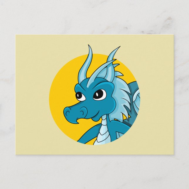Blue dragon cartoon postcard (Front)