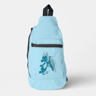 Blue dragon cartoon sling bag
