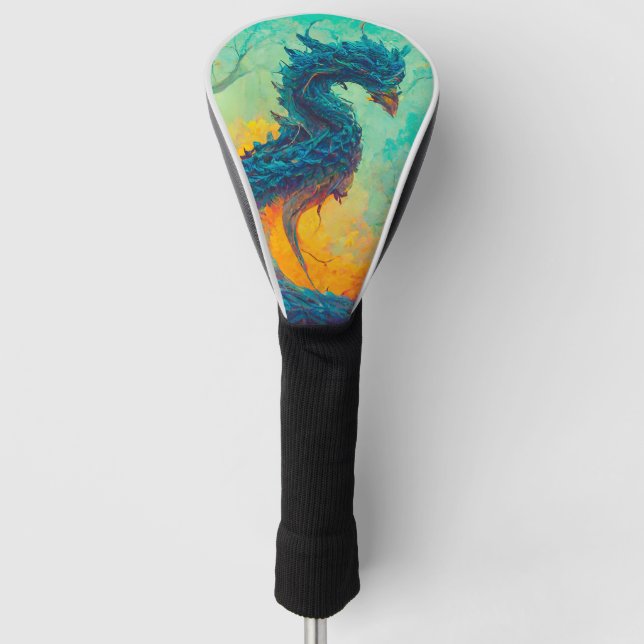 Blue Dragon Driver Cover, White  Golf Head Cover (Front)
