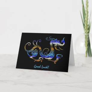 BLUE DRAGON Good Luck Asian Art Cards