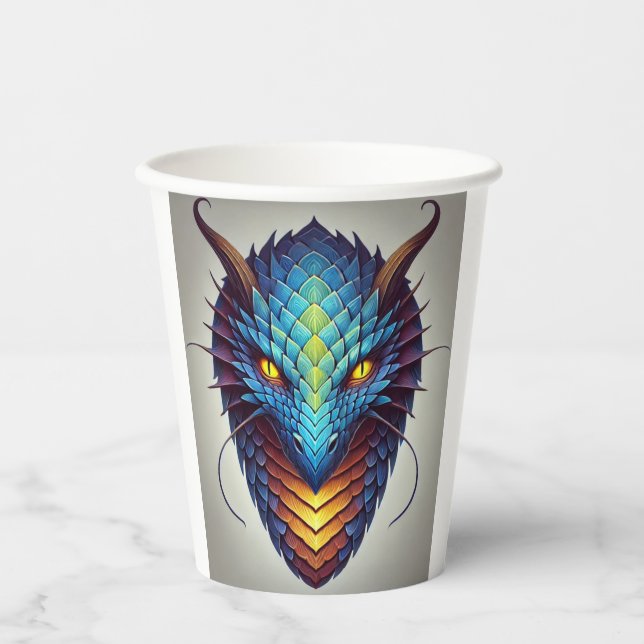 Blue Dragon Head  Paper Cups (Front)