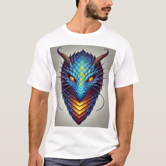 Blue Dragon Head  T-Shirt (Front)