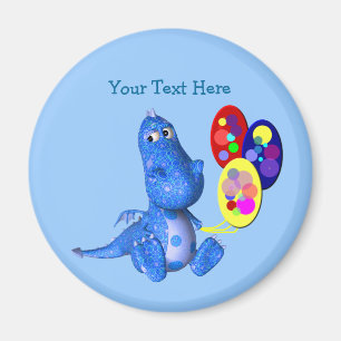 Blue Dragon Holding Balloons Cute Magnet