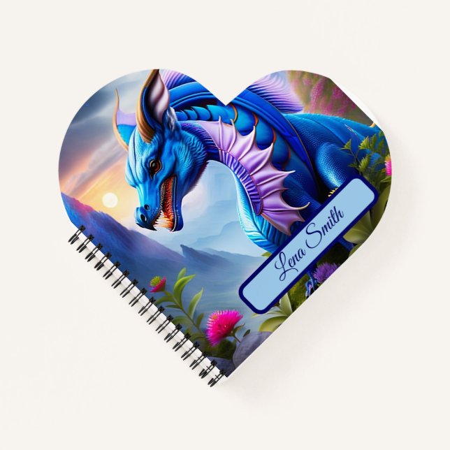 Blue Dragon, imaginative digital art Notebook (Front)