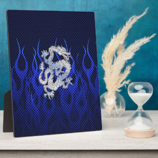 Blue Dragon in Chrome Carbon Fibre Styles Plaque