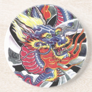Blue Dragon Japanese tattoo design Coaster