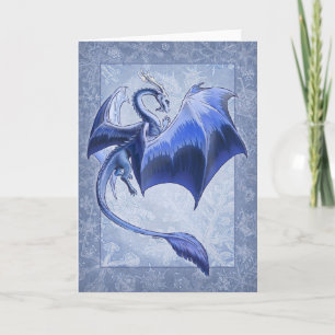Blue Dragon of Winter Fantasy Nature Art Card
