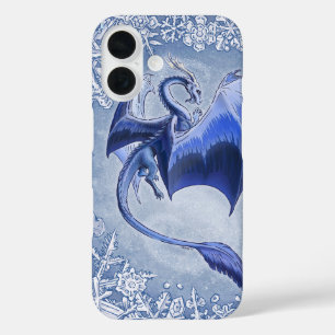 Blue Dragon of Winter Fantasy Nature Art iPhone 16 Case