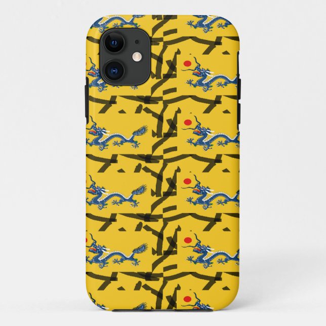 blue dragon on yellow Case-Mate iPhone case (Back)
