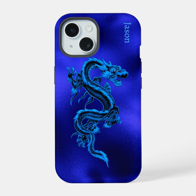 Blue Dragon Personalised iPhone 15 Case (Back)