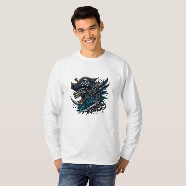 Blue Dragon Pirate Long Sleeve T-Shirt (Front Full)