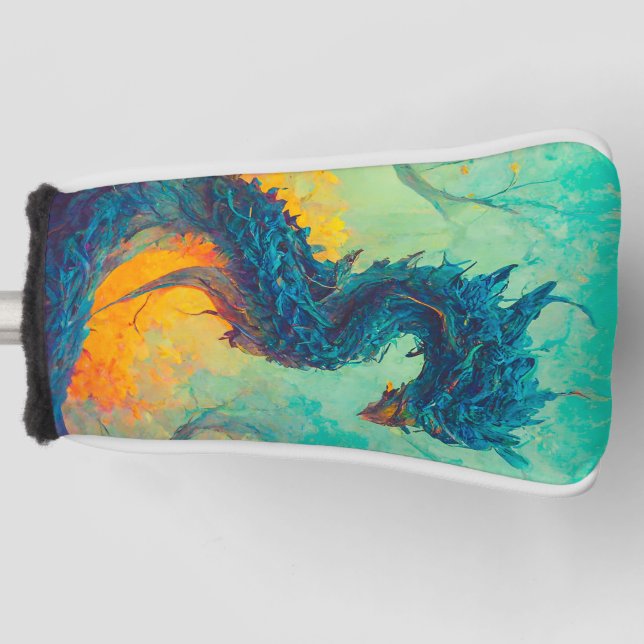 Blue Dragon Putter Cover, White  Golf Head Cover (Front)