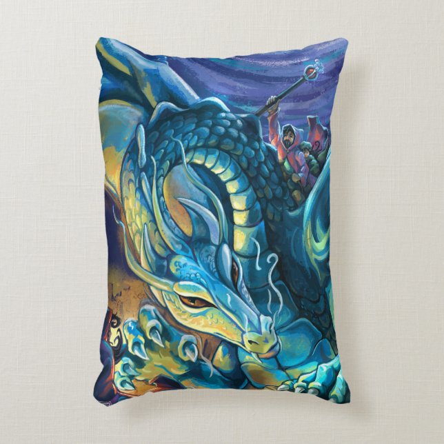 Blue Dragon Rider Decorative Cushion (Front(Vertical))