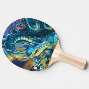 Blue Dragon Rider Ping Pong Paddle