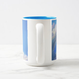 Blue Dragon Soaring Skies Two-Tone Coffee Mug