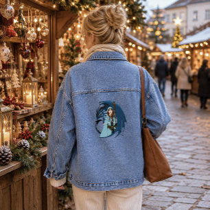Blue Dragon Sorceress Snowflakes Denim Jacket