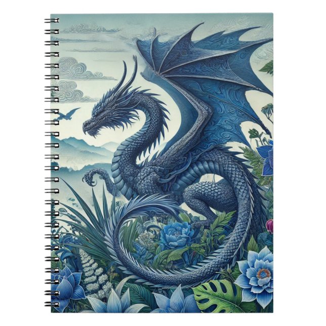 Blue Dragon Spiral Notebook | Fantasy-Themed (Front)