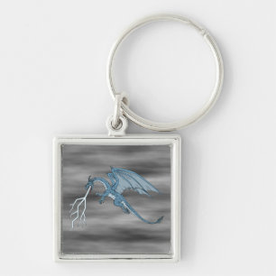 Blue Dragon Spitting Lightning  Key Ring