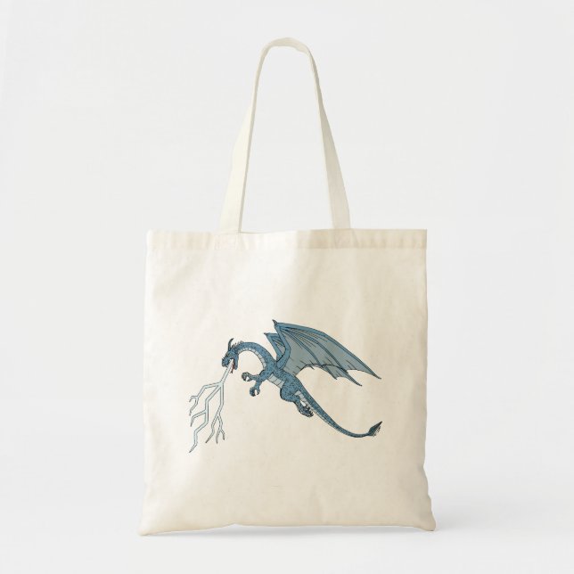 Blue Dragon Spitting Lightning  Tote Bag (Front)