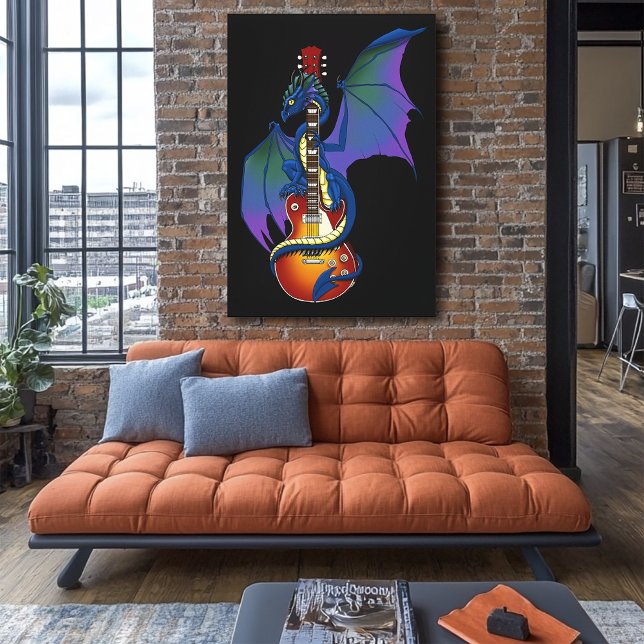 Blue Dragon Sunburst Guitar Music Canvas Print (Creator Uploaded)