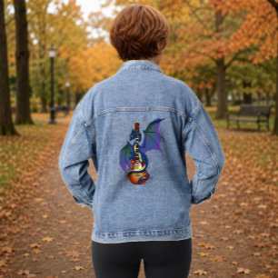 Blue Dragon Sunburst Guitar Music Denim Jacket
