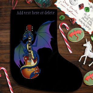 Blue Dragon Sunburst Guitar Music Large Christmas Stocking